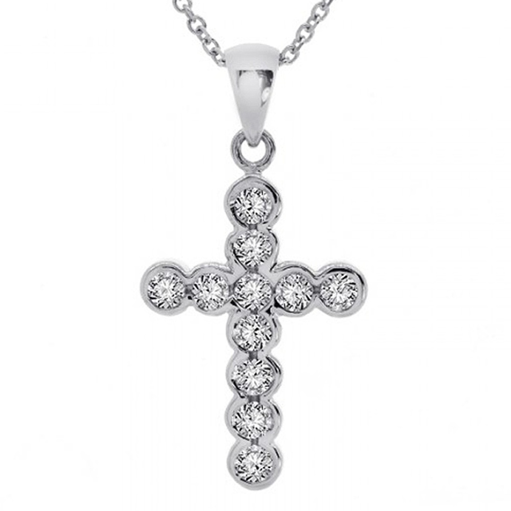 0.50 Ct. tw. Diamond Cross Pendant 14K White Gold